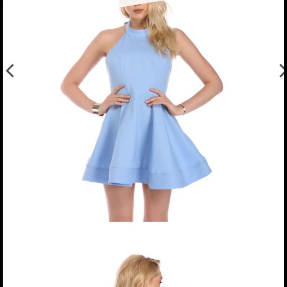 Windsor Light Blue Bow Back Halter Skater Dress